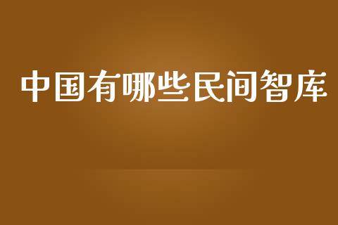 中国有哪些民间智库_https://www.fsyjjx.cn_期货资讯_第1张