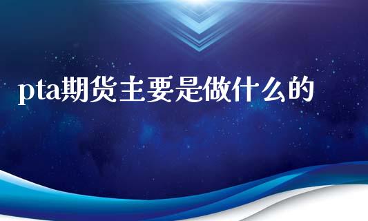 pta期货主要是做什么的_https://www.fsyjjx.cn_问财精选_第1张