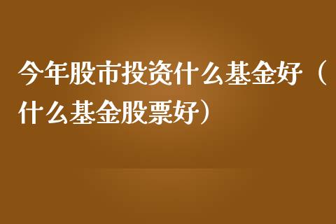 今年股市投资什么基金好（什么基金股票好）_https://www.fsyjjx.cn_理财资讯_第1张
