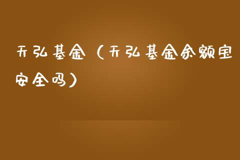 天弘基金（天弘基金余额宝安全吗）_https://www.fsyjjx.cn_问财精选_第1张