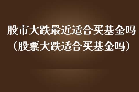 股市大跌最近适合买基金吗（股票大跌适合买基金吗）_https://www.fsyjjx.cn_理财资讯_第1张