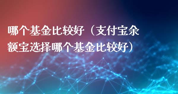 哪个基金比较好（支付宝余额宝选择哪个基金比较好）_https://www.fsyjjx.cn_理财资讯_第1张
