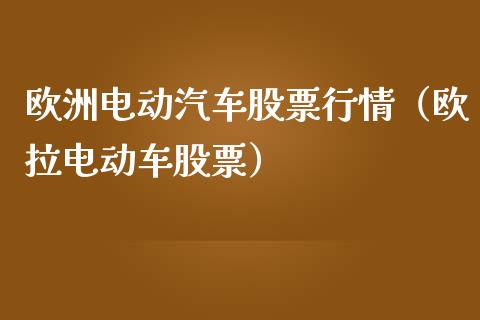 欧洲电动汽车股票行情（欧拉电动车股票）_https://www.fsyjjx.cn_股票指导_第1张
