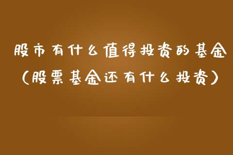 股市有什么值得投资的基金（股票基金还有什么投资）_https://www.fsyjjx.cn_问财精选_第1张