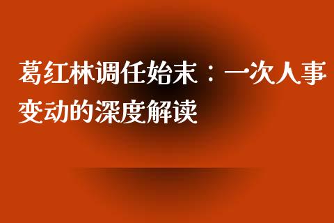 葛红林调任始末：一次人事变动的深度解读_https://www.fsyjjx.cn_问财精选_第1张