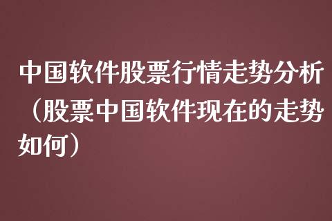 中国软件股票行情走势分析（股票中国软件现在的走势如何）_https://www.fsyjjx.cn_股市分析_第1张