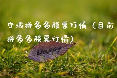 宁波拼多多股票行情（目前拼多多股票行情）_https://www.fsyjjx.cn_股指期货_第1张