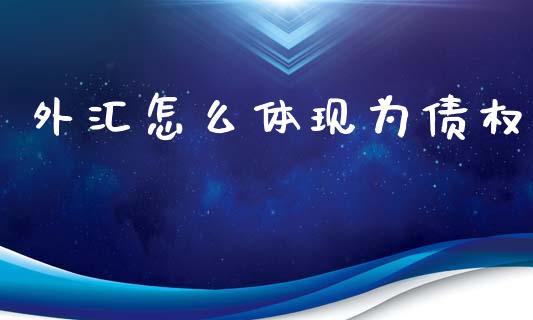 外汇怎么体现为债权_https://www.fsyjjx.cn_期货资讯_第1张