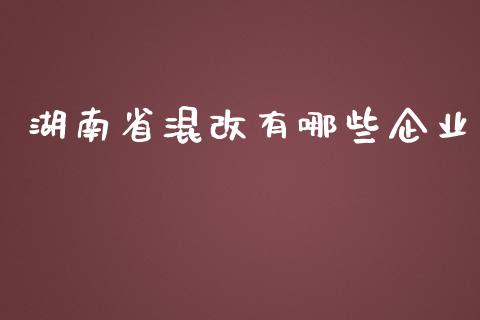 湖南省混改有哪些企业_https://www.fsyjjx.cn_期货研报_第1张