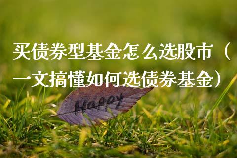 买债券型基金怎么选股市（一文搞懂如何选债券基金）_https://www.fsyjjx.cn_理财资讯_第1张