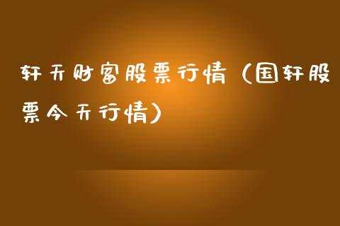 轩天财富股票行情（国轩股票今天行情）_https://www.fsyjjx.cn_股票指导_第1张