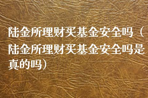 陆金所理财买基金安全吗（陆金所理财买基金安全吗是真的吗）_https://www.fsyjjx.cn_问财精选_第1张