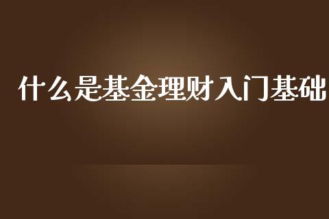 什么是基金理财入门基础_https://www.fsyjjx.cn_问财精选_第1张