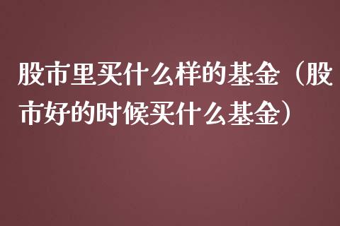 股市里买什么样的基金（股市好的时候买什么基金）_https://www.fsyjjx.cn_理财资讯_第1张