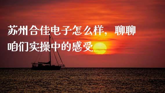 苏州合佳电子怎么样，聊聊咱们实操中的感受_https://www.fsyjjx.cn_问财精选_第1张