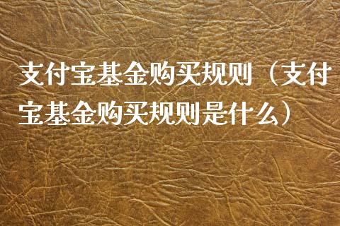 支付宝基金购买规则（支付宝基金购买规则是什么）_https://www.fsyjjx.cn_理财资讯_第1张