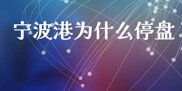 宁波港为什么停盘_https://www.fsyjjx.cn_期货研报_第1张