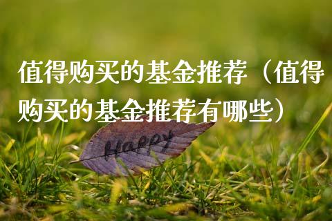 值得购买的基金推荐（值得购买的基金推荐有哪些）_https://www.fsyjjx.cn_问财精选_第1张