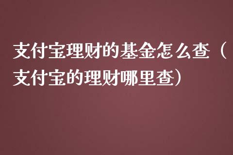 支付宝理财的基金怎么查（支付宝的理财哪里查）_https://www.fsyjjx.cn_问财精选_第1张