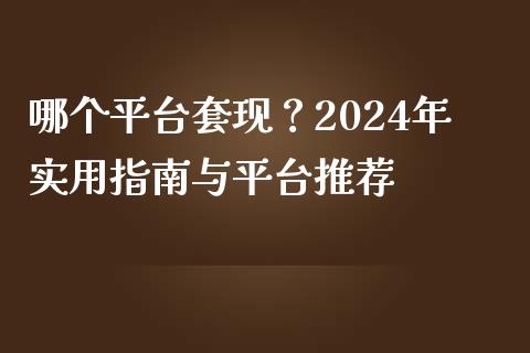 哪个平台套现？2024年实用指南与平台推荐_https://www.fsyjjx.cn_期货研报_第1张