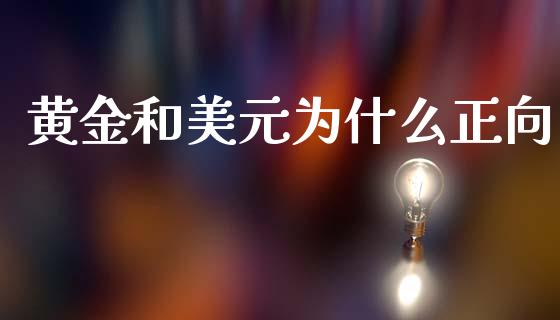 黄金和美元为什么正向_https://www.fsyjjx.cn_期货资讯_第1张