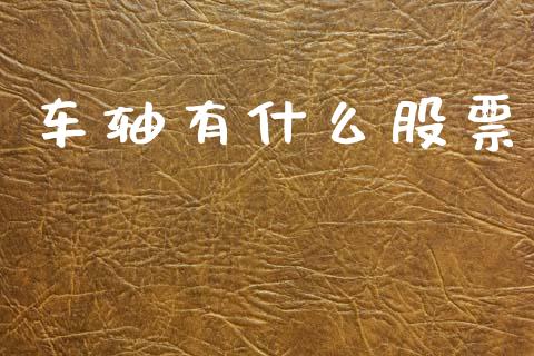 车轴有什么股票_https://www.fsyjjx.cn_问财精选_第1张