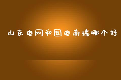 山东电网和国电南瑞哪个好_https://www.fsyjjx.cn_期货在线_第1张
