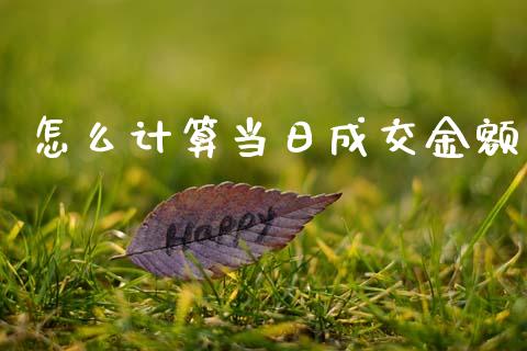 怎么计算当日成交金额_https://www.fsyjjx.cn_股市分析_第1张