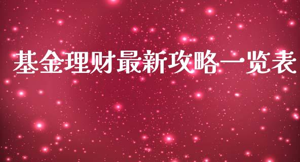 基金理财最新攻略一览表_https://www.fsyjjx.cn_理财资讯_第1张