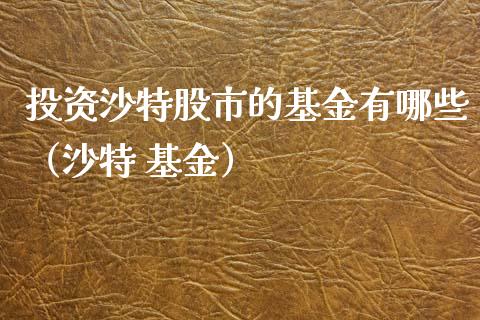 投资沙特股市的基金有哪些（沙特 基金）_https://www.fsyjjx.cn_问财精选_第1张