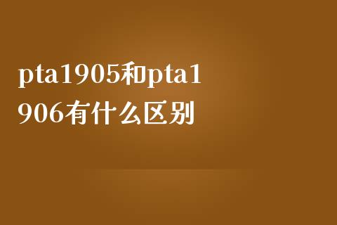 pta1905和pta1906有什么区别_https://www.fsyjjx.cn_问财精选_第1张