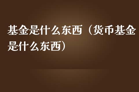 基金是什么东西（货币基金是什么东西）_https://www.fsyjjx.cn_理财资讯_第1张