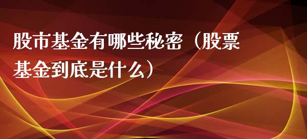 股市基金有哪些秘密（股票基金到底是什么）_https://www.fsyjjx.cn_理财资讯_第1张