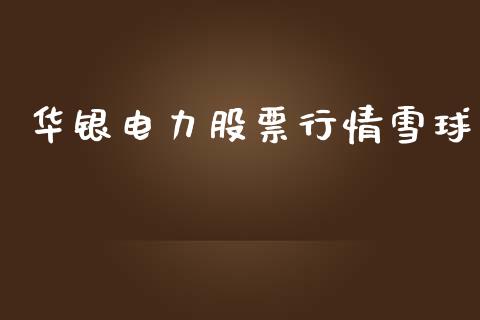 华银电力股票行情雪球_https://www.fsyjjx.cn_股市分析_第1张