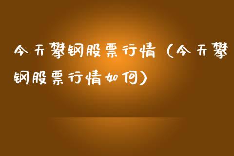 今天攀钢股票行情（今天攀钢股票行情如何）_https://www.fsyjjx.cn_股指期货_第1张