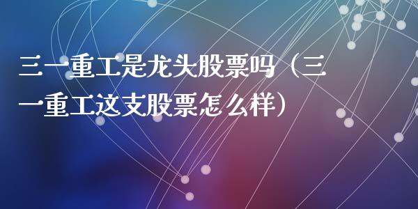 三一重工是龙头股票吗（三一重工这支股票怎么样）_https://www.fsyjjx.cn_股市分析_第1张