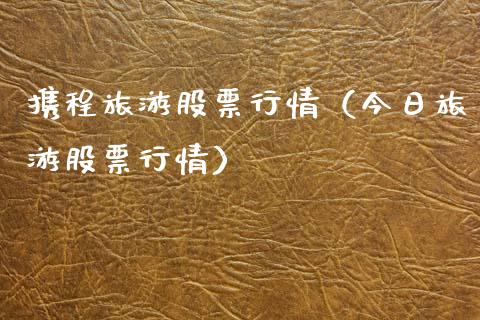 携程旅游股票行情（今日旅游股票行情）_https://www.fsyjjx.cn_股市分析_第1张