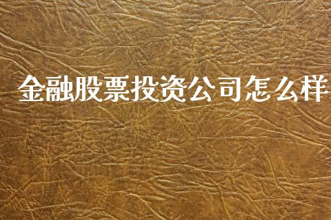 金融股票投资公司怎么样_https://www.fsyjjx.cn_股市分析_第1张