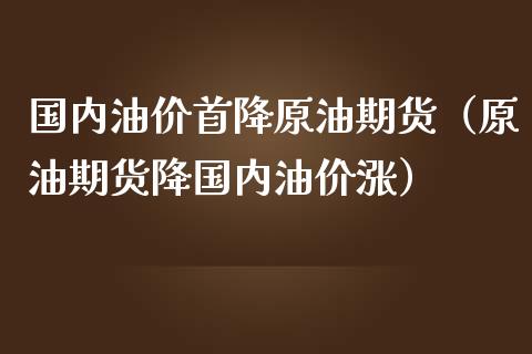 国内油价首降原油期货（原油期货降国内油价涨）_https://www.fsyjjx.cn_期货资讯_第1张