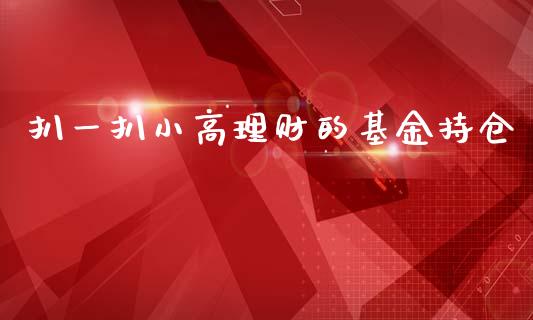 扒一扒小高理财的基金持仓_https://www.fsyjjx.cn_理财资讯_第1张