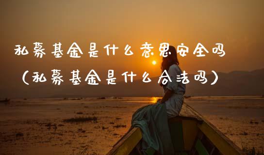私募基金是什么意思安全吗（私募基金是什么合法吗）_https://www.fsyjjx.cn_问财精选_第1张