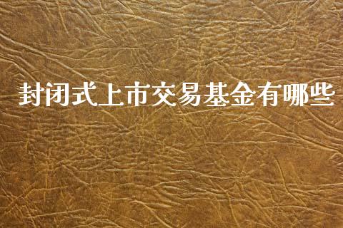 封闭式上市交易基金有哪些_https://www.fsyjjx.cn_问财精选_第1张