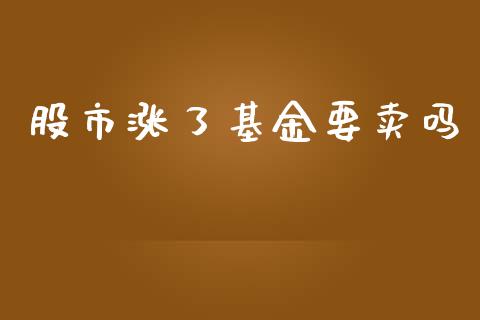 股市涨了基金要卖吗_https://www.fsyjjx.cn_理财资讯_第1张