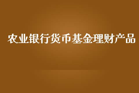 农业银行货币基金理财产品_https://www.fsyjjx.cn_理财资讯_第1张