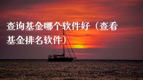 查询基金哪个软件好（查看基金排名软件）_https://www.fsyjjx.cn_理财资讯_第1张