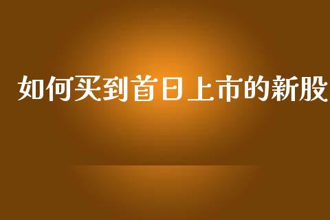 如何买到首日上市的新股_https://www.fsyjjx.cn_理财资讯_第1张