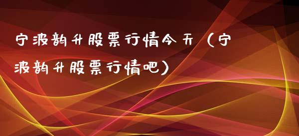 宁波韵升股票行情今天（宁波韵升股票行情吧）_https://www.fsyjjx.cn_股指期货_第1张