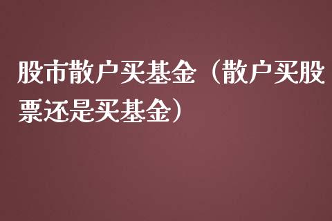 股市散户买基金（散户买股票还是买基金）_https://www.fsyjjx.cn_理财资讯_第1张