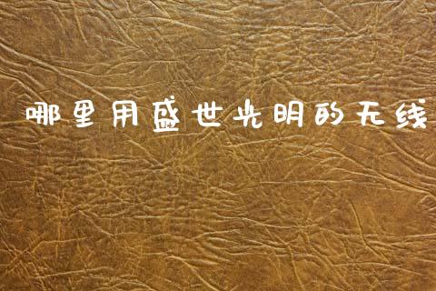 哪里用盛世光明的无线_https://www.fsyjjx.cn_理财资讯_第1张