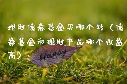 理财债券基金买哪个好（债券基金和理财产品哪个收益高）_https://www.fsyjjx.cn_理财资讯_第1张